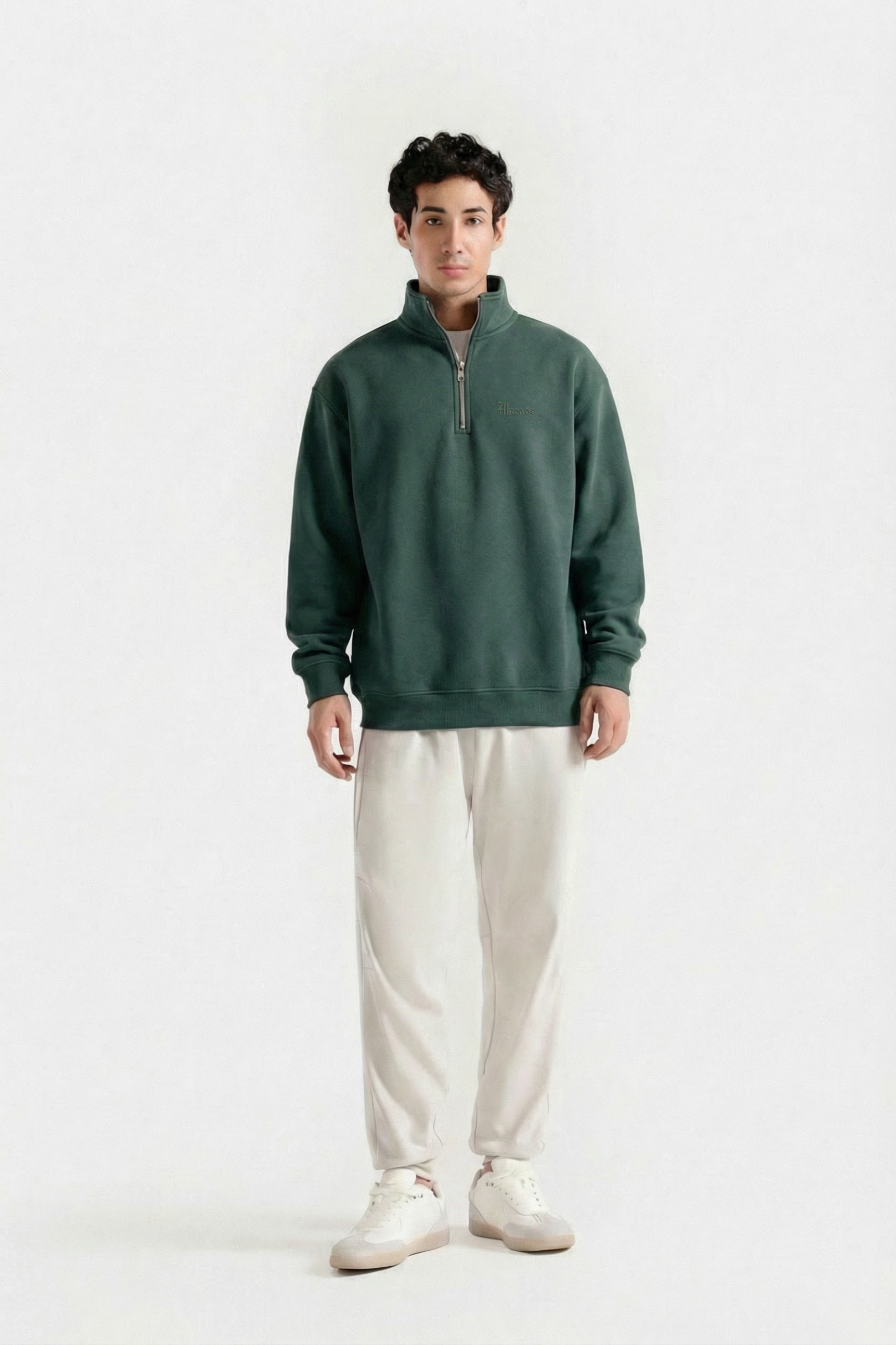 Green Quarter Zip-Up Sweatshirt