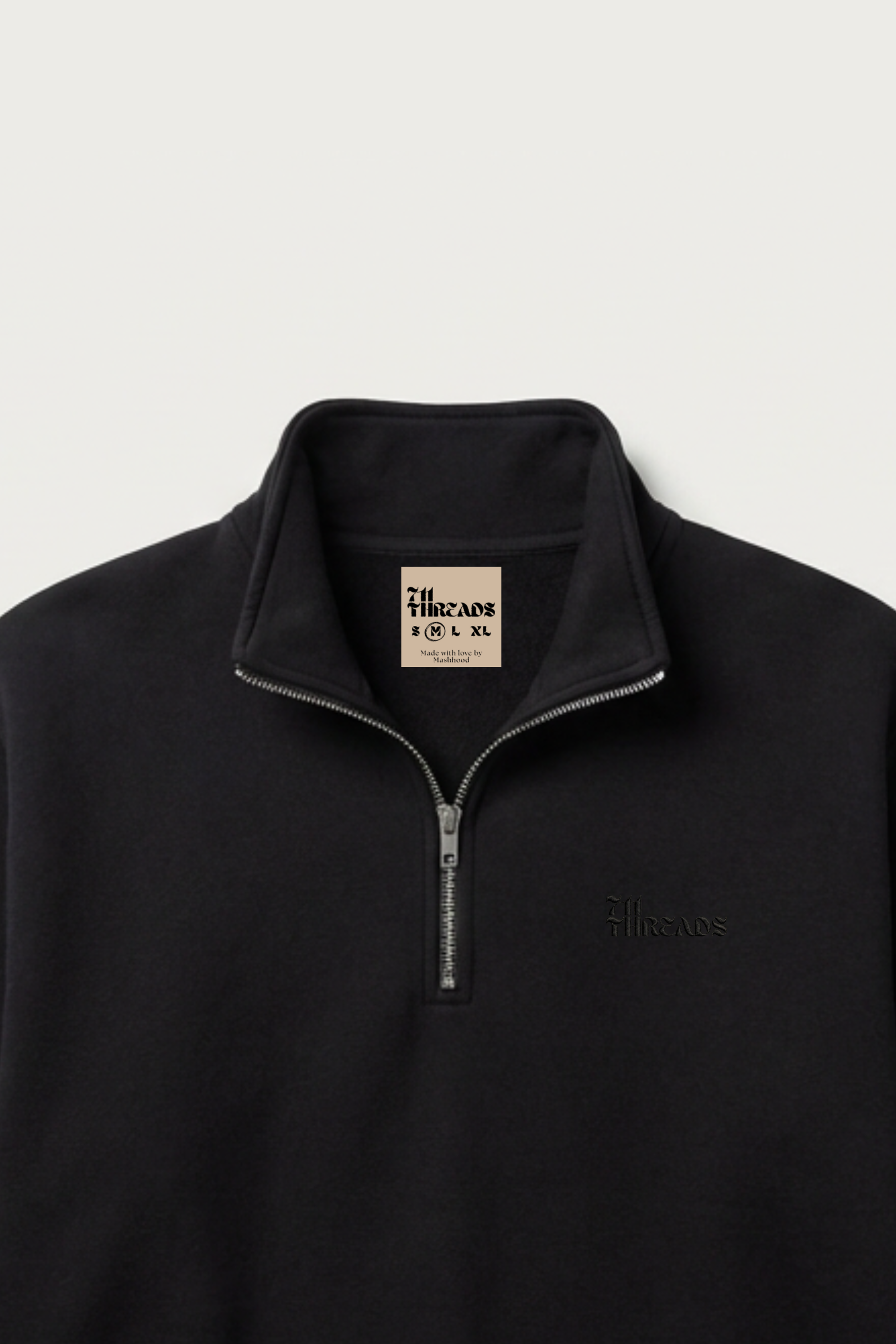 Black Quarter Zip-Up Sweatshirt