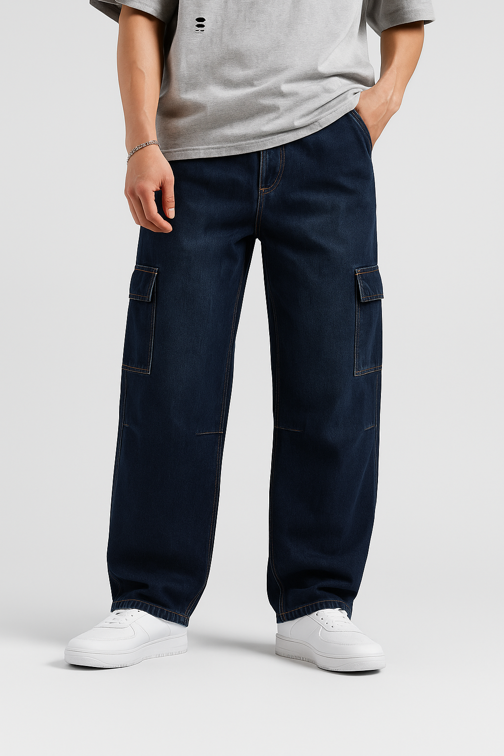 Dark Blue Cargo Jeans