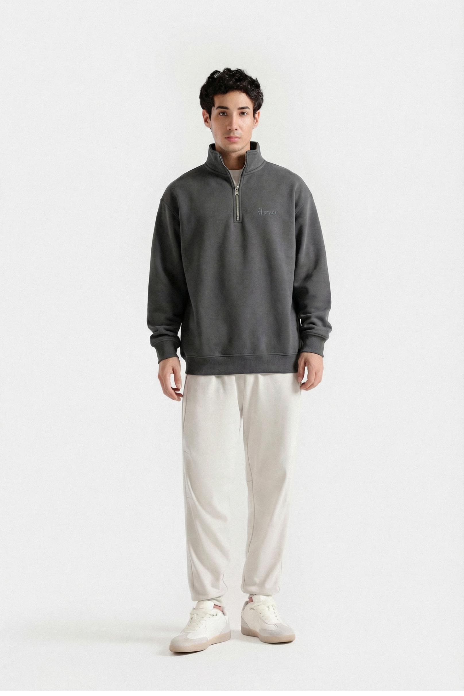 Gray Quarter Zip-Up Sweatshirt