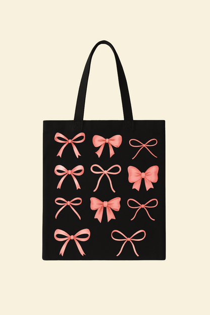 Pink Bow Canvas Bag