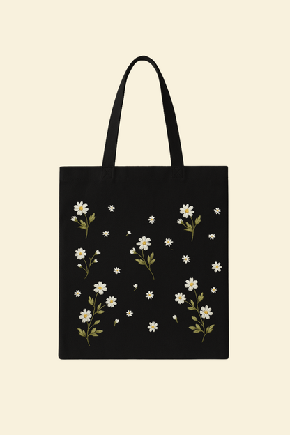 White Flower Canvas Bag