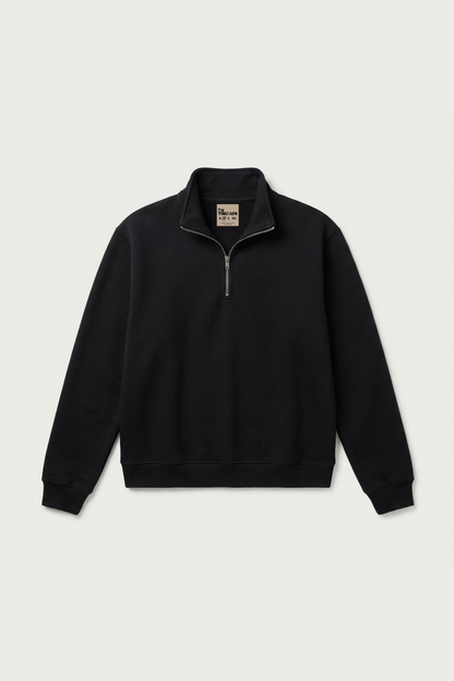 Black Quarter Zip-Up Sweatshirt