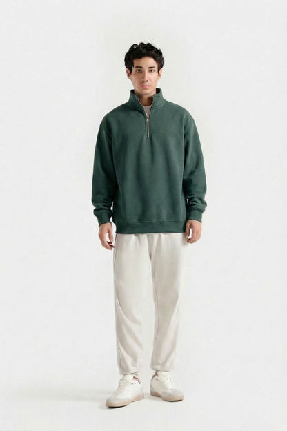 Green Quarter Zip-Up Sweatshirt