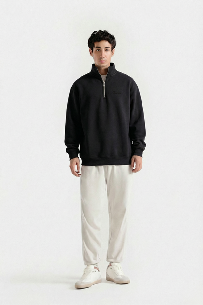 Black Quarter Zip-Up Sweatshirt