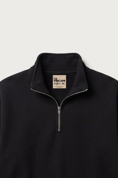 Black Quarter Zip-Up Sweatshirt