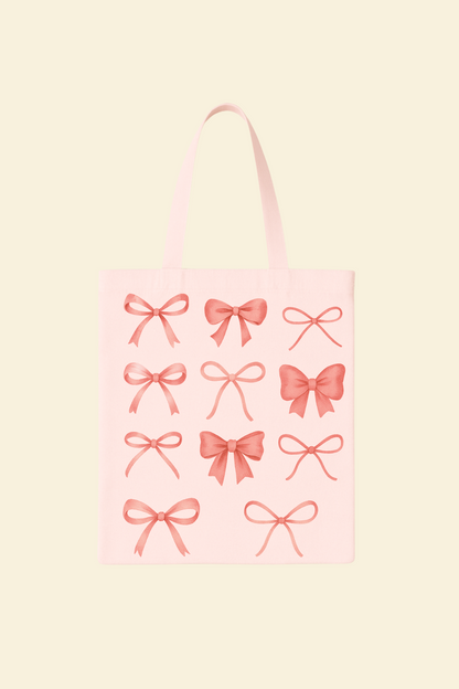 Pink Bow Canvas Bag