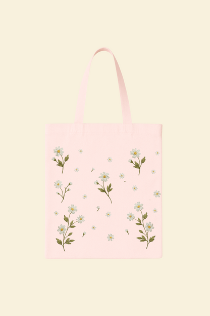 White Flower Canvas Bag