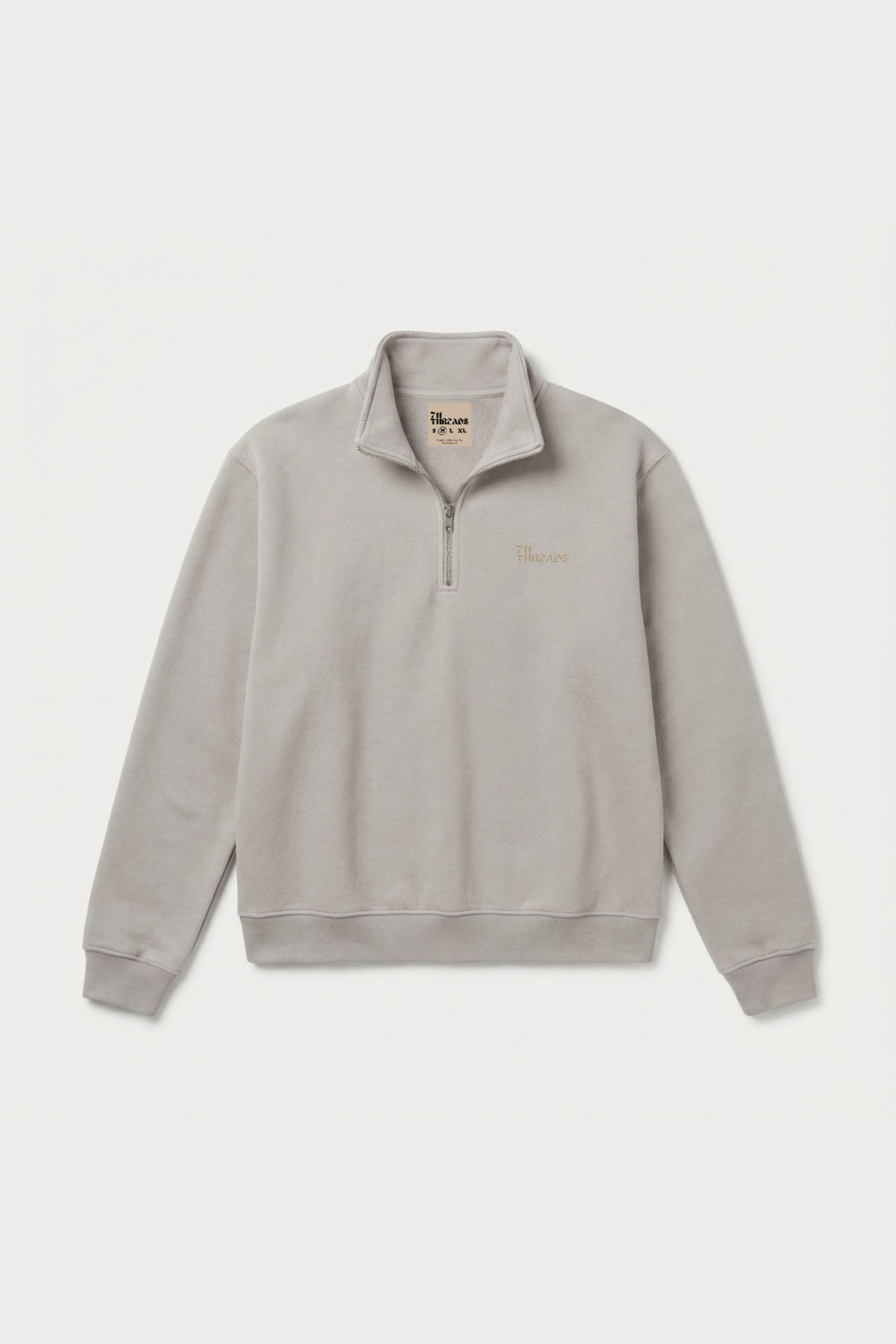Beige Quarter Zip-Up Sweatshirt