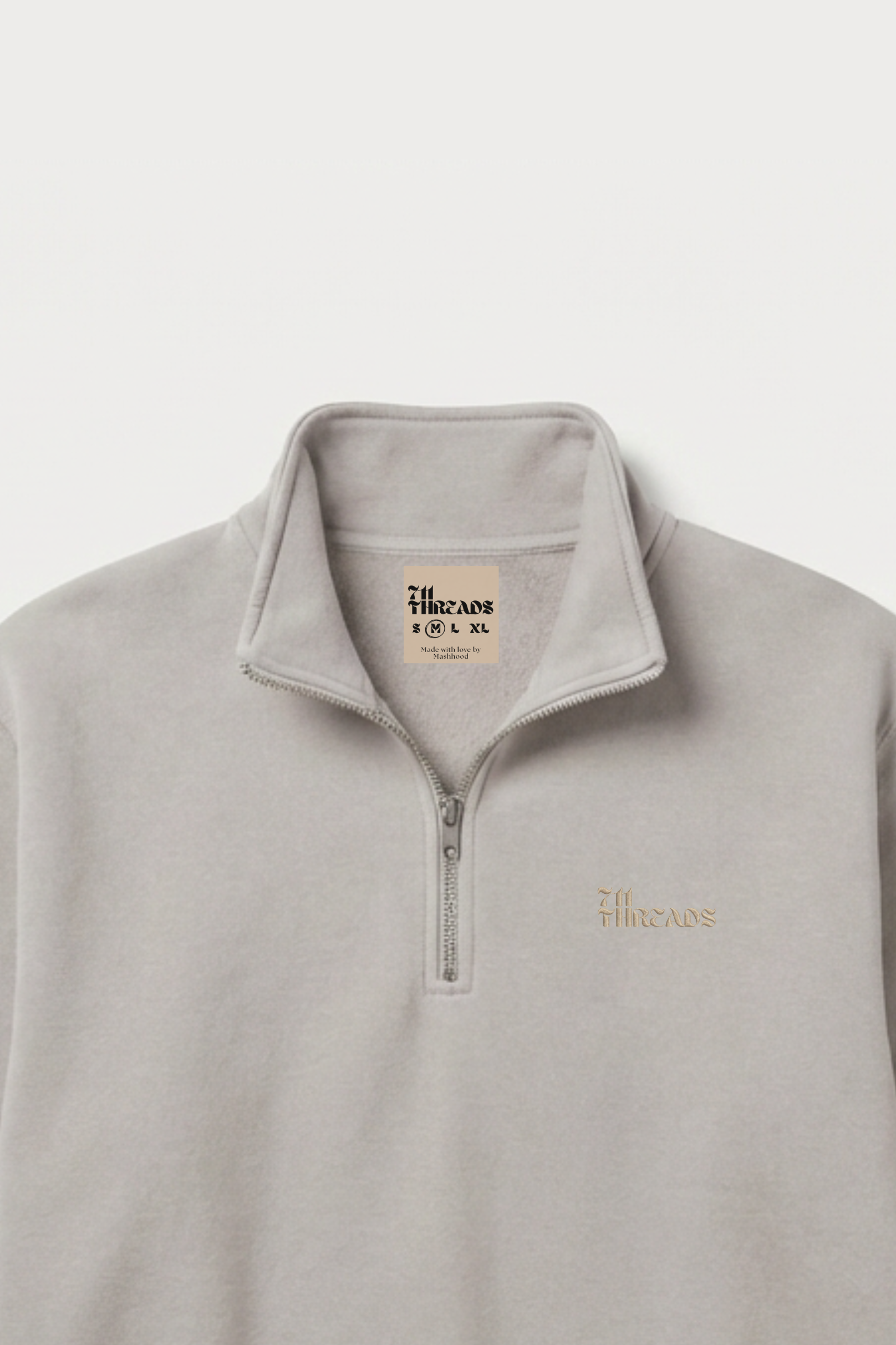 Beige Quarter Zip-Up Sweatshirt