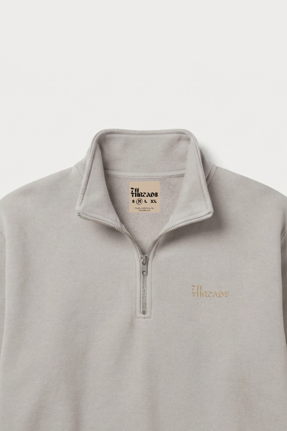 Beige Quarter Zip-Up Sweatshirt