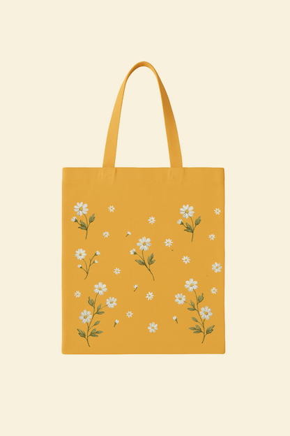 White Flower Canvas Bag
