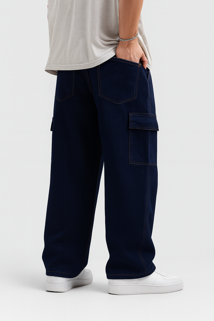 Dark Blue Cargo Jeans
