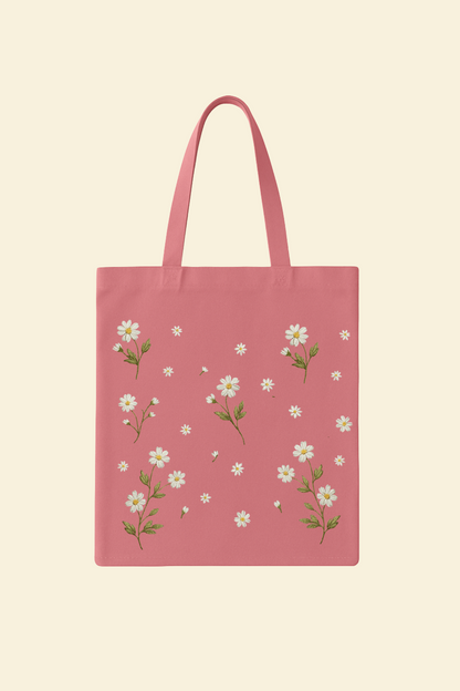 White Flower Canvas Bag