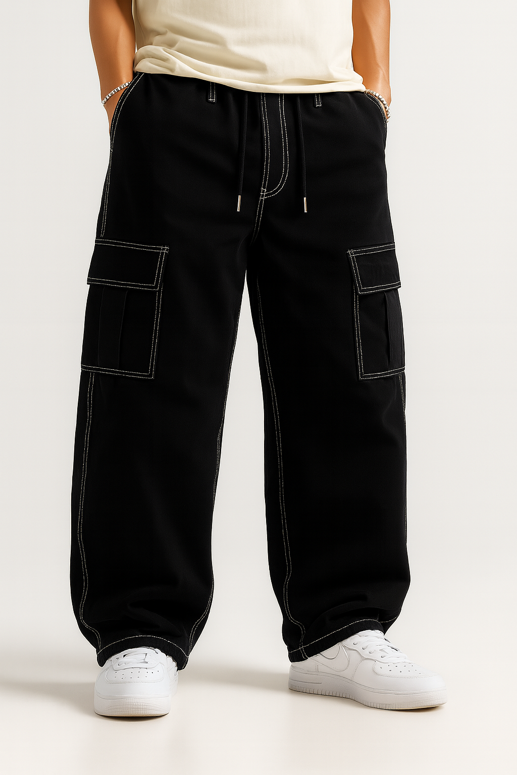 Black White Cargo jeans