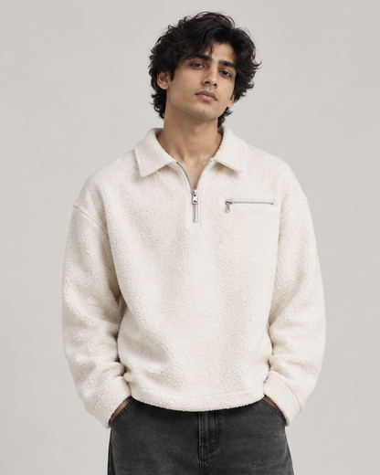 Bouclé Quarter-Zip Fleece Sweatshirt