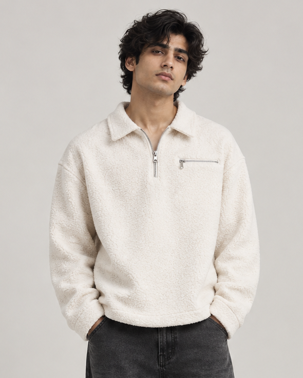 Bouclé Quarter-Zip Fleece Sweatshirt