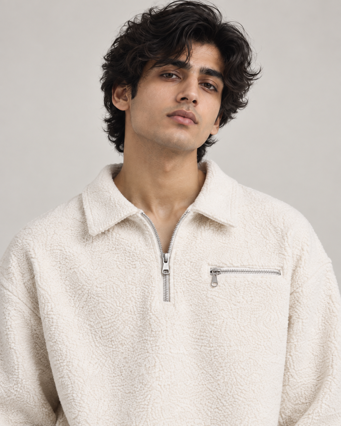 Bouclé Quarter-Zip Fleece Sweatshirt