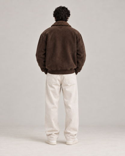 Suede-Touch Sherpa Bomber Jacket