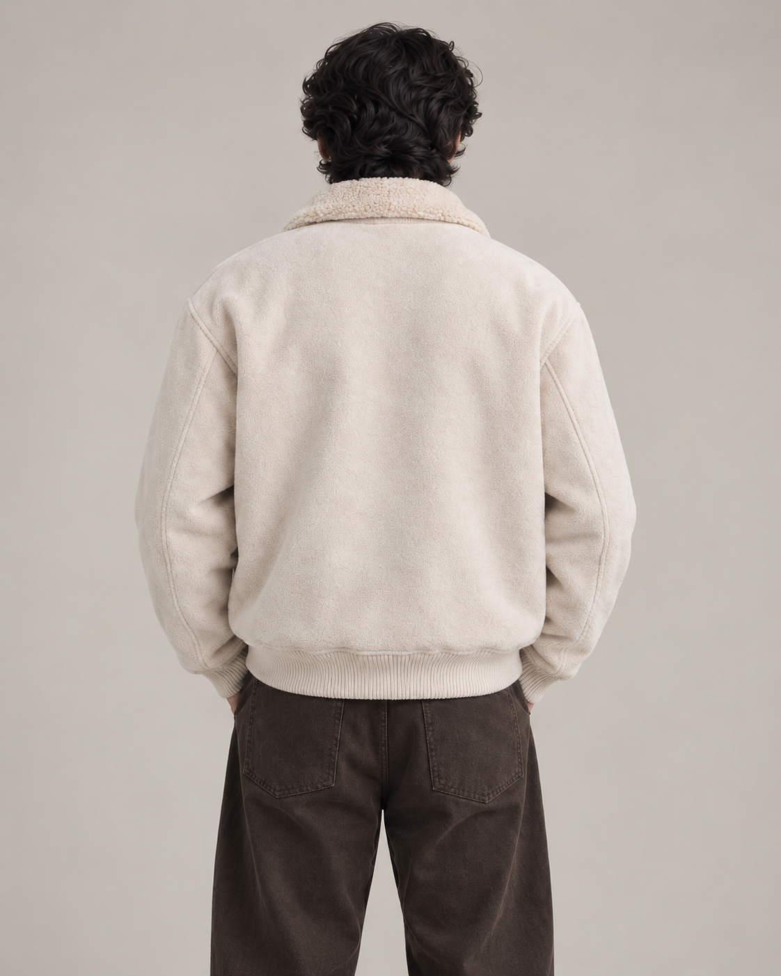 Suede-Touch Sherpa Bomber Jacket