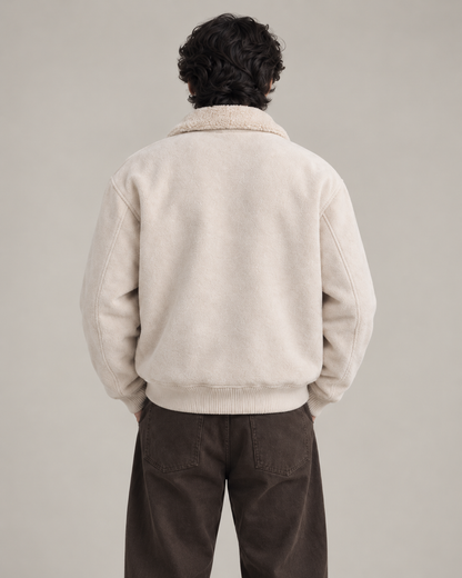 Suede-Touch Sherpa Bomber Jacket