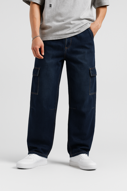 Dark Blue Cargo Jeans