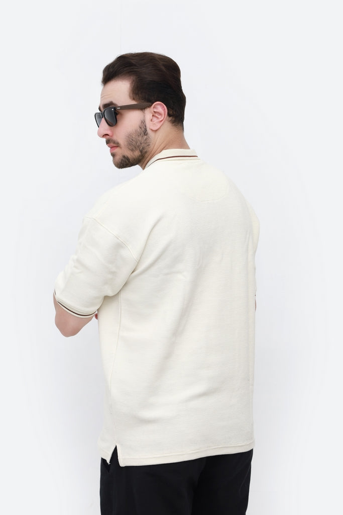 Waffle Knit Oversized Polo