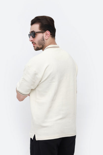 Waffle Knit Oversized Polo