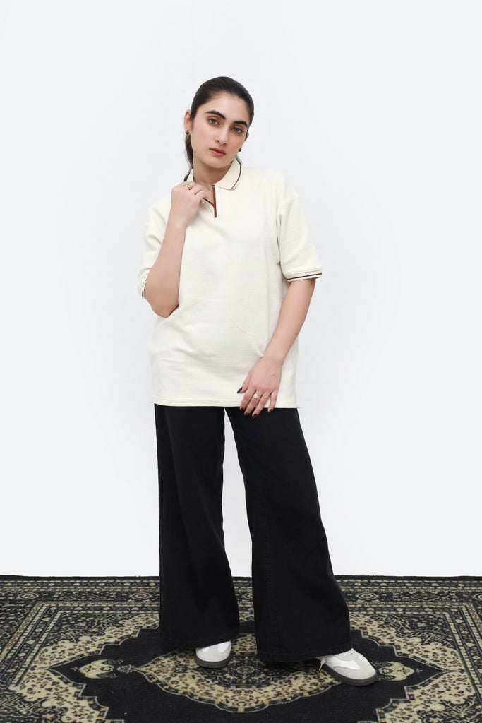 Waffle Knit Oversized Polo