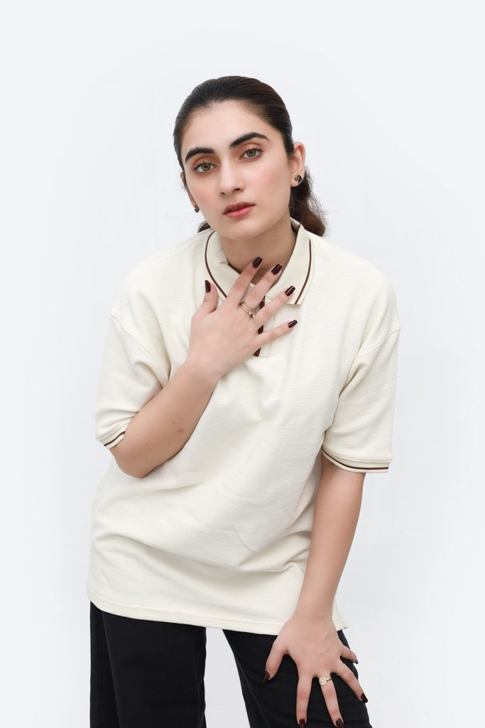 Waffle Knit Oversized Polo