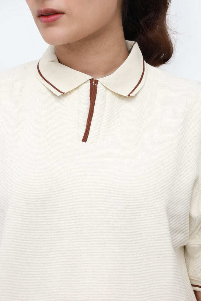 Waffle Knit Oversized Polo