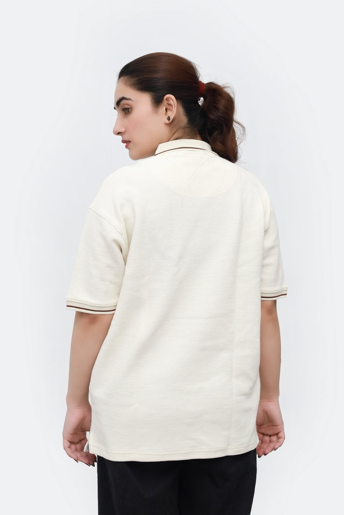 Waffle Knit Oversized Polo