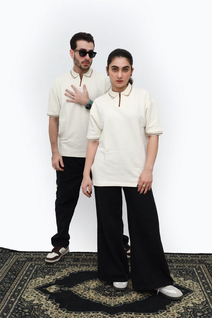 Waffle Knit Oversized Polo