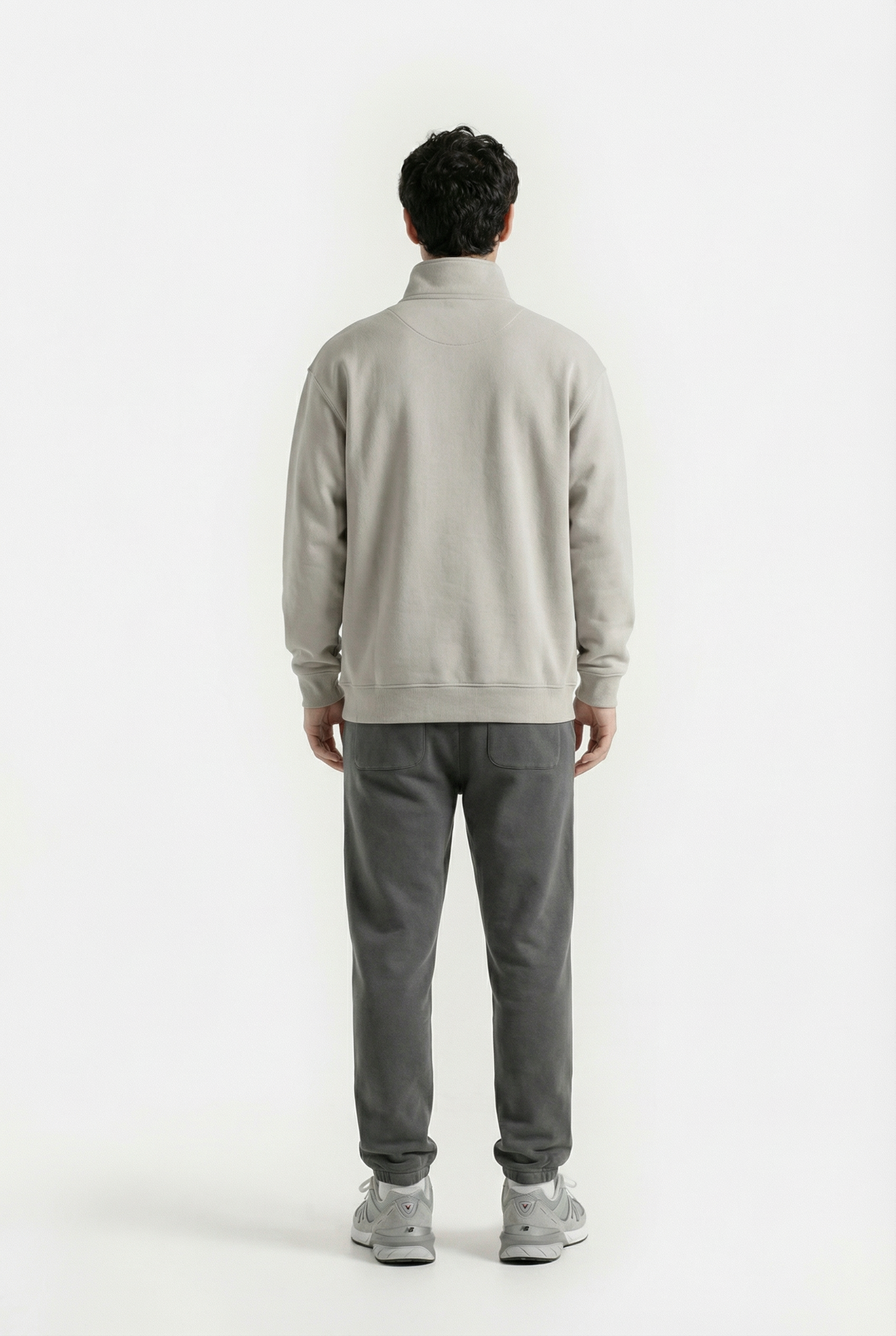 Beige Quarter Zip-Up Sweatshirt