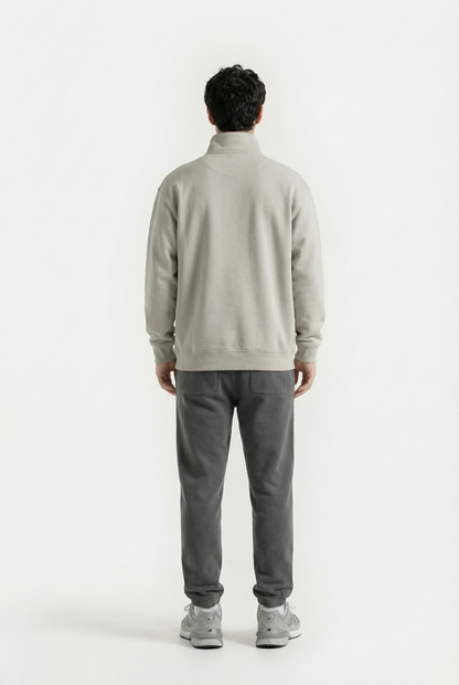 Beige Quarter Zip-Up Sweatshirt