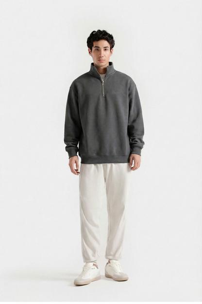 Gray Quarter Zip-Up Sweatshirt