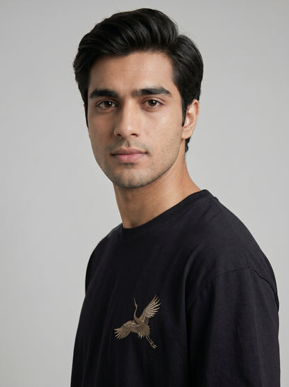 Embroidered Crane T-shirt